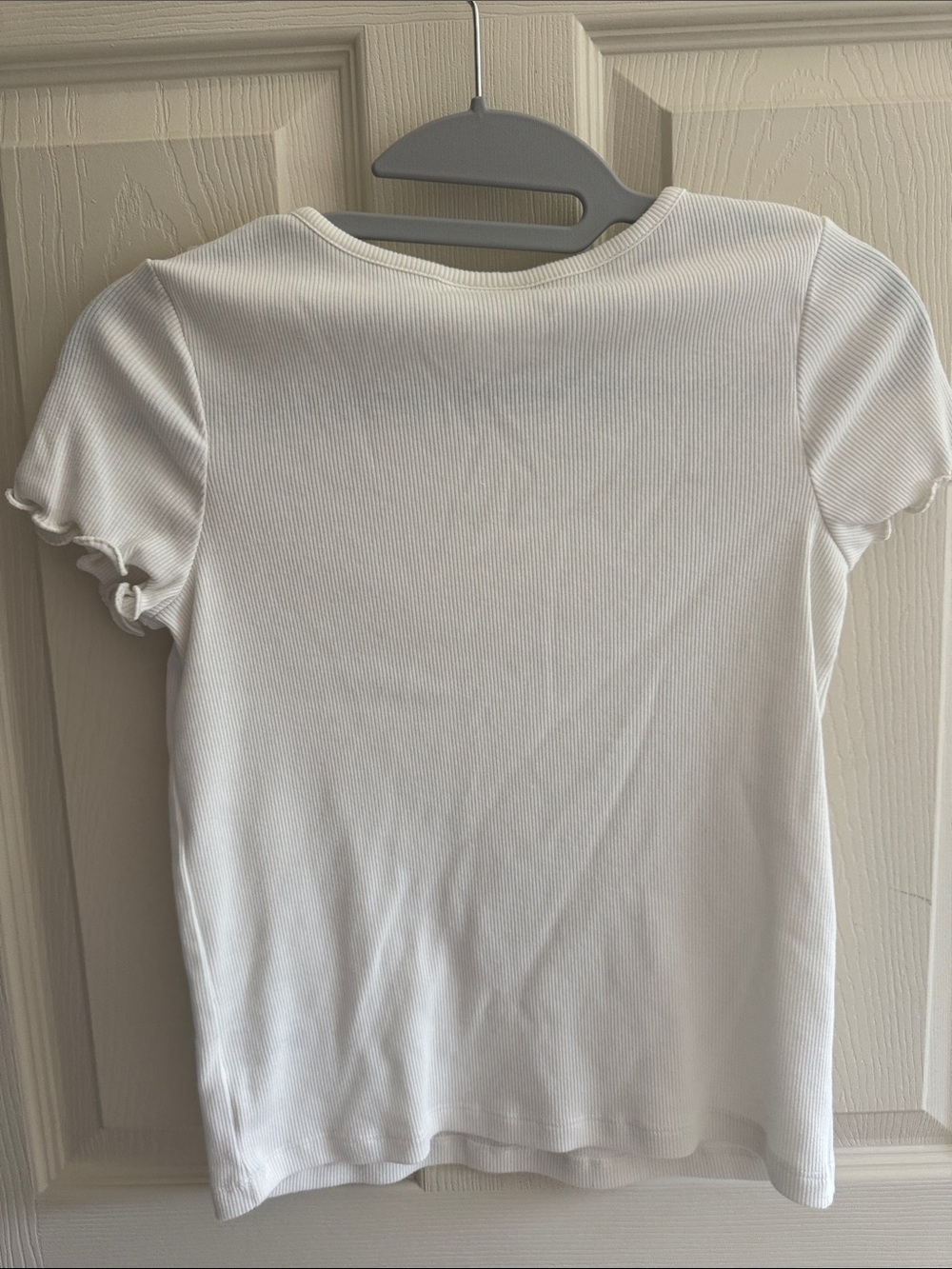 Cat & Jack White Ribbed Tee with Ruffle Sleeves - Picture 3 of 4
